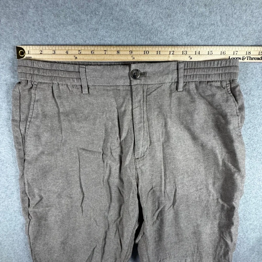Banana Republic Athletic Pants Mens 34x32 Brown Linen Blend Elastic Waist Chinos